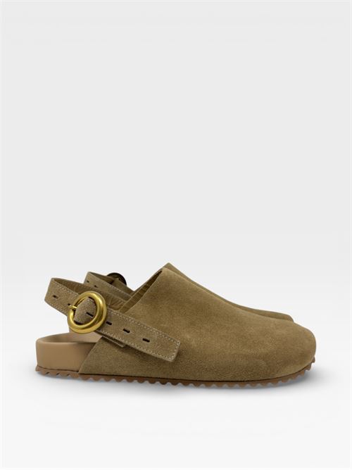 Sandali sabot in suede con cinturino IL LACCIO | 8142SUEDEOILGREEN